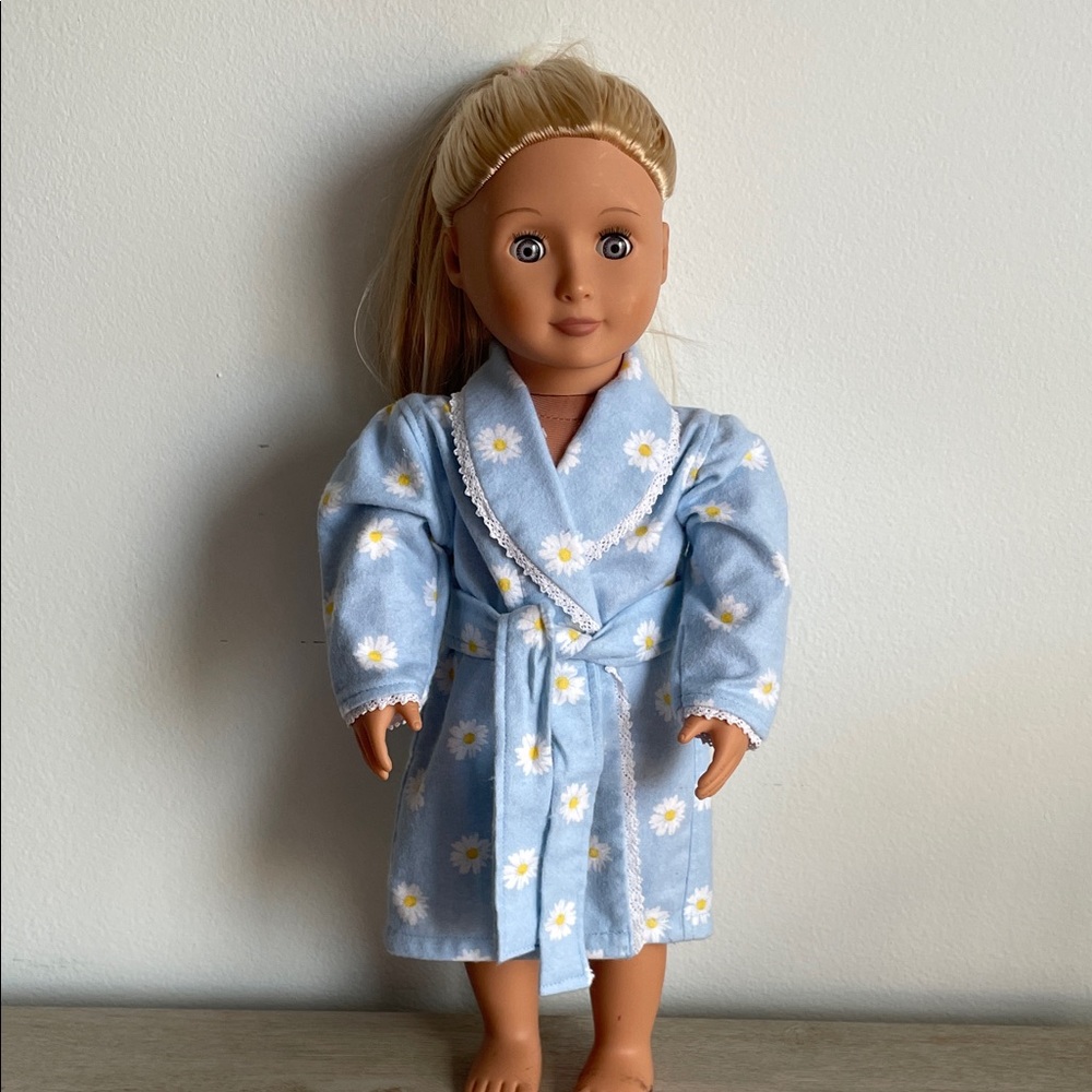 Blue Floral Doll Robe